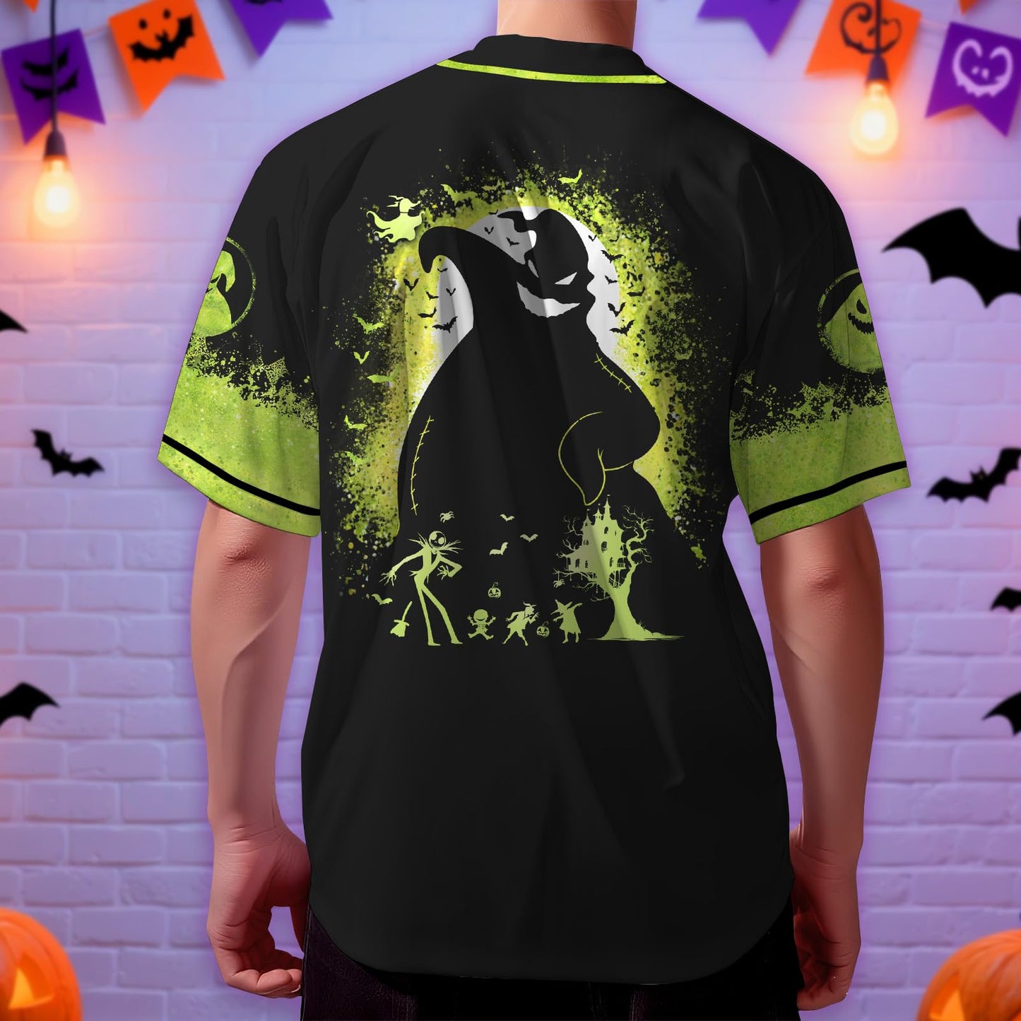 fat mummy Nightmare Baseball Jerseys for Men Women, Halloween Movie Christmas Shirt (L) Black-Green