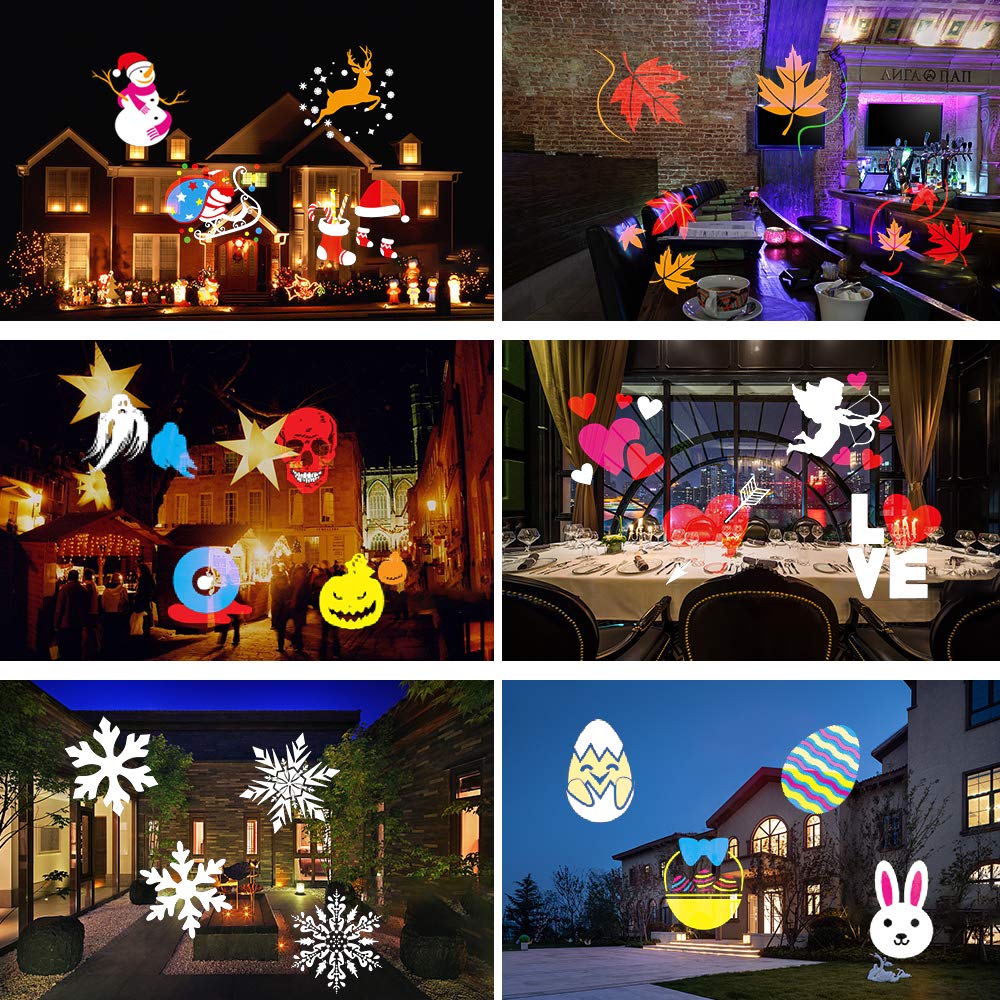 Elec3 Holiday Christmas Halloween Led Projection Light 12W, 16 Slides Projector Light Waterproof with RF Romote Used for Home Party Holidays Halloween Decoration