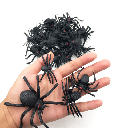 kockuu 46pcs Realistic Plastic Spider Toys Fake Spider Prank Prop Joke Spiders and Spider Rings for Halloween Party Decorations Gift Party Favors Trick Toys Kids Toddlers April Fool's Day Prank Gifts