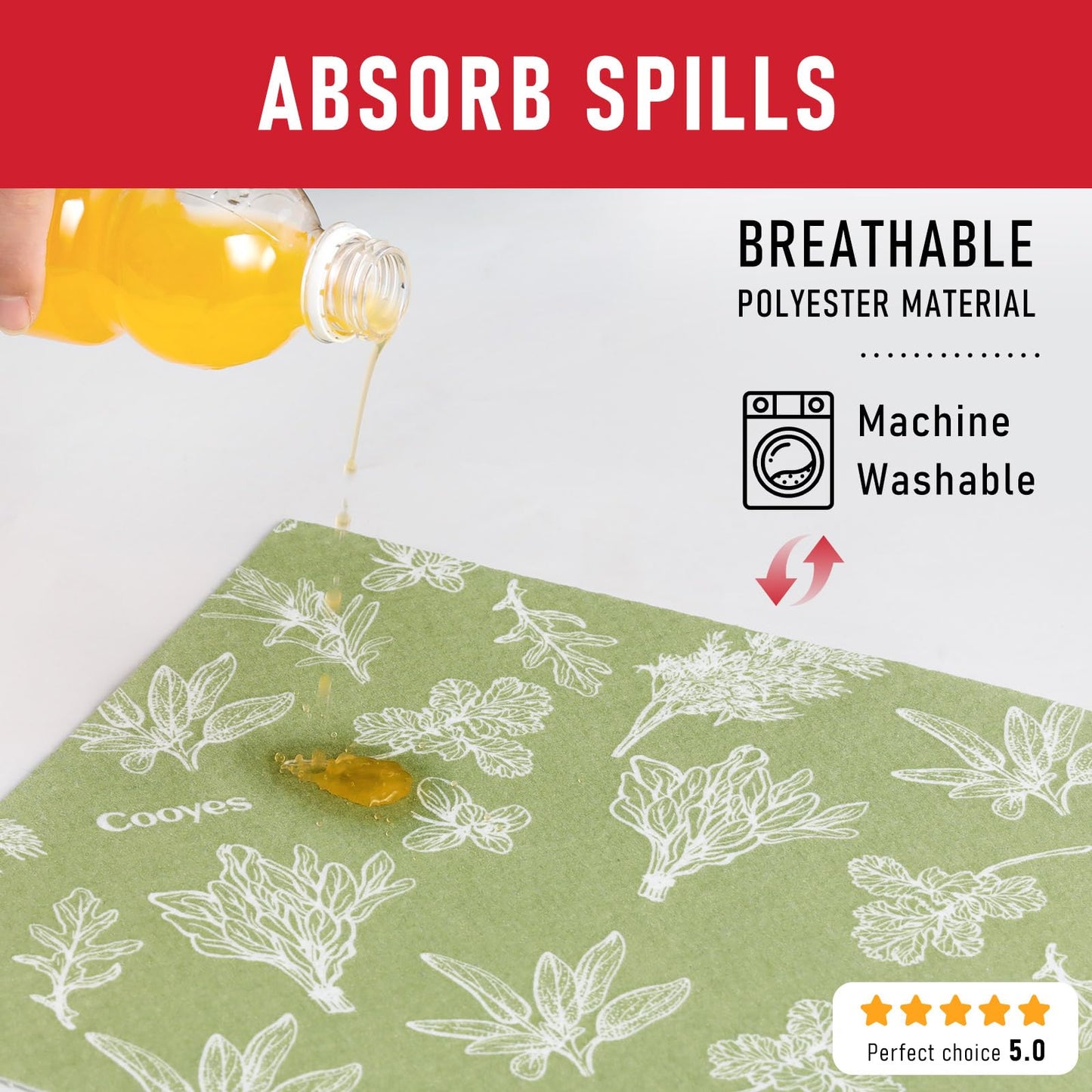 Cooyes Drawer & Shelf Liner for Kitchen Cabinets, Breathable Cloth Material, Machine Washable, Refrigerator Liners with Non-Slip Particles, Keep Produce Fresh Longer, 12 Pack, 12" * 24", Sage Green