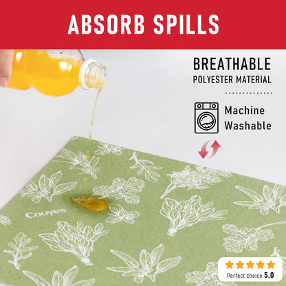 Cooyes Drawer & Shelf Liner for Kitchen Cabinets, Breathable Cloth Material, Machine Washable, Refrigerator Liners with Non-Slip Particles, Keep Produce Fresh Longer, 12 Pack, 12" * 24", Sage Green