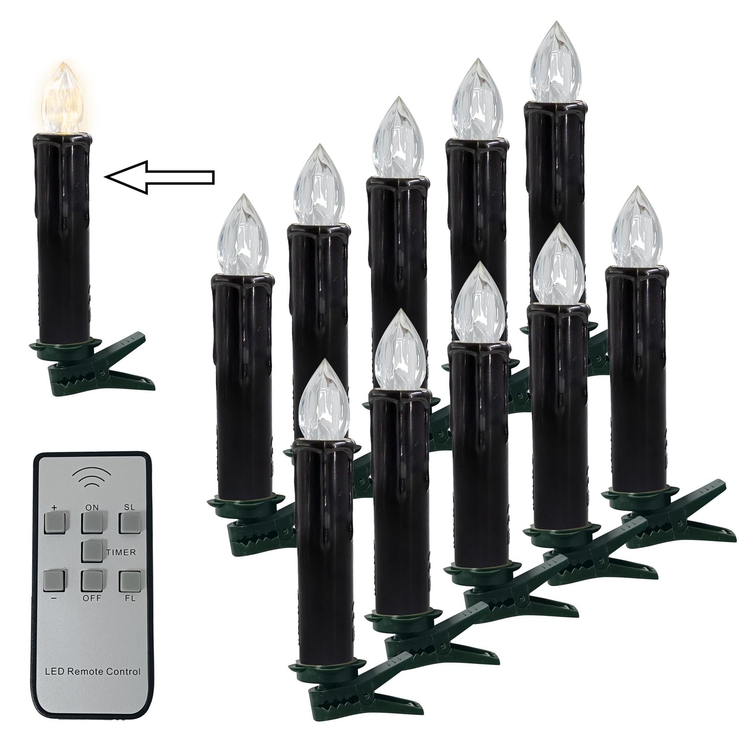 Gedengni LED Candlesticks Short Taper Candle, 4inches Battery Operated Chandelier Halloween Black Flameless Candles Mini Remote Candle Sticks for Harry Potter Party Home Decor,10pcs-BL