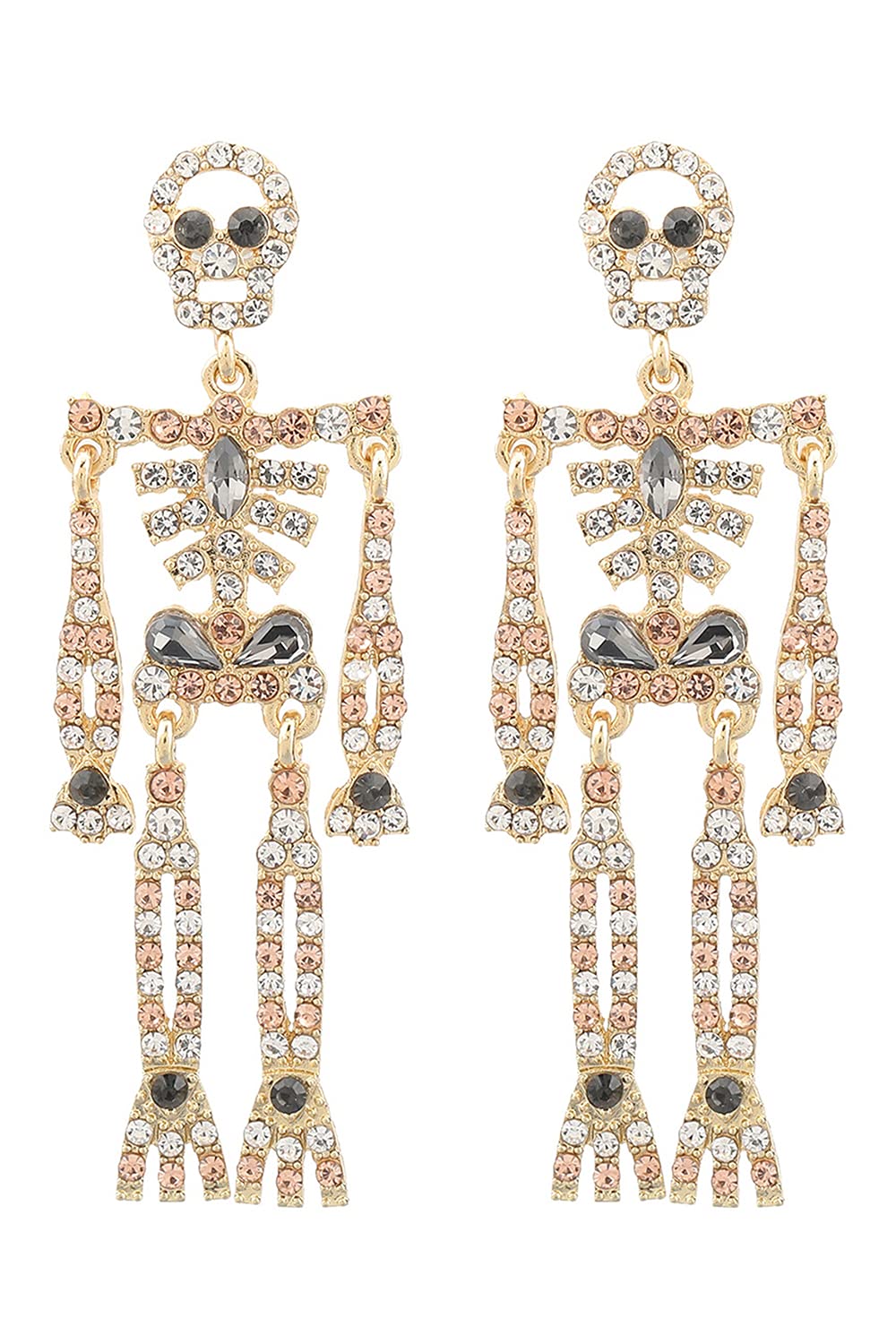 Halloween Earrings Spooky Skull Skeleton Dangle Earrings for Women Bling Rhinestone Crystal Punk Gothic Jewelry Halloween Accessories Gifts