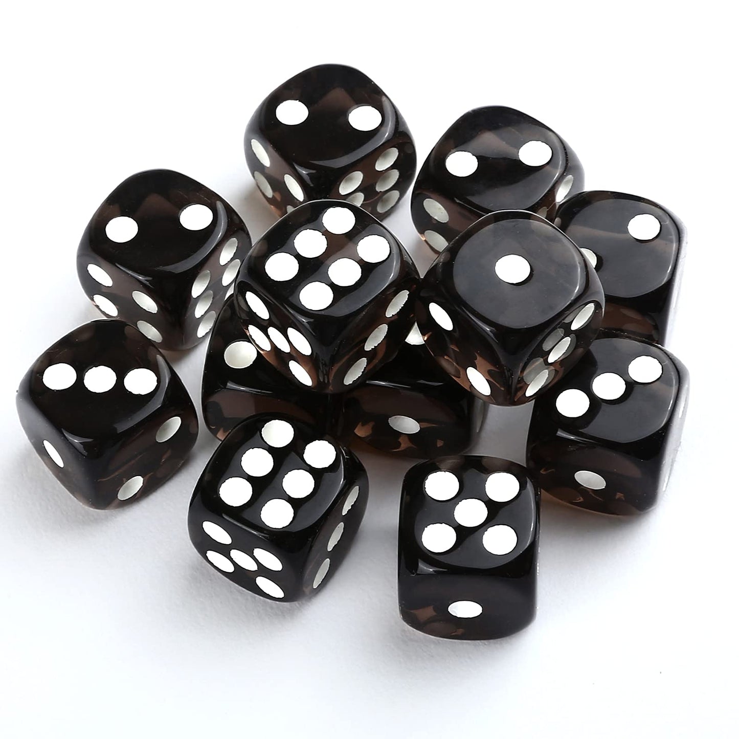 GWHOLE 12 Pcs Standard Game Dice Set, 6-Sided Black Mini Dice for Board Game Math Teaching Project,(Round Corner)