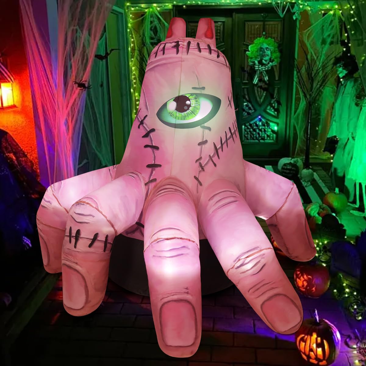 COMIN 6 FT Halloween Inflatables Hand Outdoor Decorations Blow Up Yard Scary Giant with Built-in LEDs for Indoor Party Garden Lawn Decor (Skin)