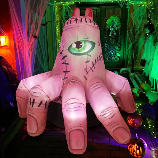 COMIN 6 FT Halloween Inflatables Hand Outdoor Decorations Blow Up Yard Scary Giant with Built-in LEDs for Indoor Party Garden Lawn Decor (Skin)