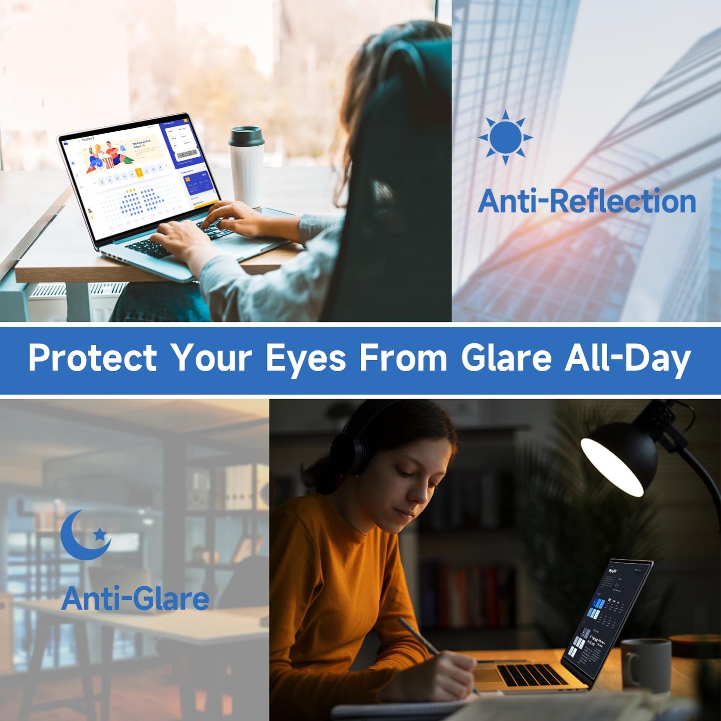 2 Pcs 14 Inch (1920x1200P) Laptop Blue Light Screen Protector, Reduce Eye Strain Anti Glare Blue Light Blocking Screen Protector for 14’’ with 16:10 Resolution HP/Dell/Acer/Asus/Samsung/Lenovo