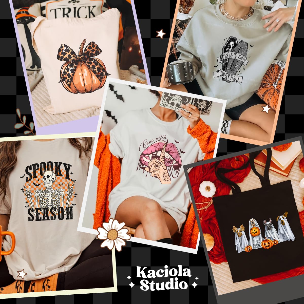 Kaciola 30 Sheets Skull Head Iron on Transfers, Halloween DTF Transfers Ready to Press Iron on Decals for T Shirts Hoodie DIY Crafts