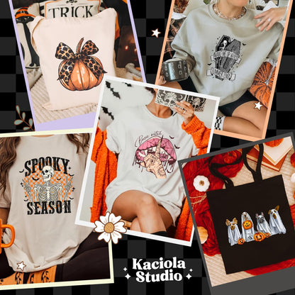 Kaciola 30 Sheets Skull Head Iron on Transfers, Halloween DTF Transfers Ready to Press Iron on Decals for T Shirts Hoodie DIY Crafts