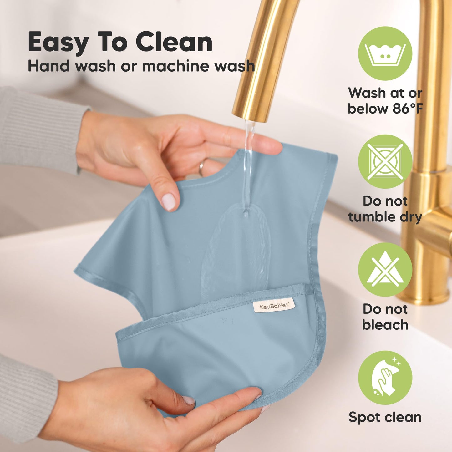 3-Pack Waterproof Baby Bibs for Eating - Lightweight Toddler Feeding Bibs with Large Food Catcher, Mess Proof, Food-Grade Baby Eating Essentials, Easy to Put On & Clean (Ocean)