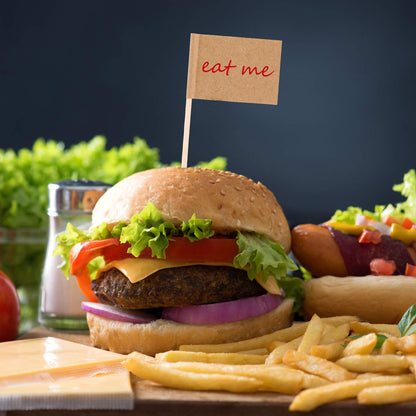 Pangda 100 Pieces Blank Toothpick Flags Cheese Markers Food Labels for Party Buffet Cheese Labels for Charcuterie Board Food Board Accessories Flag Toothpicks for Appetizers