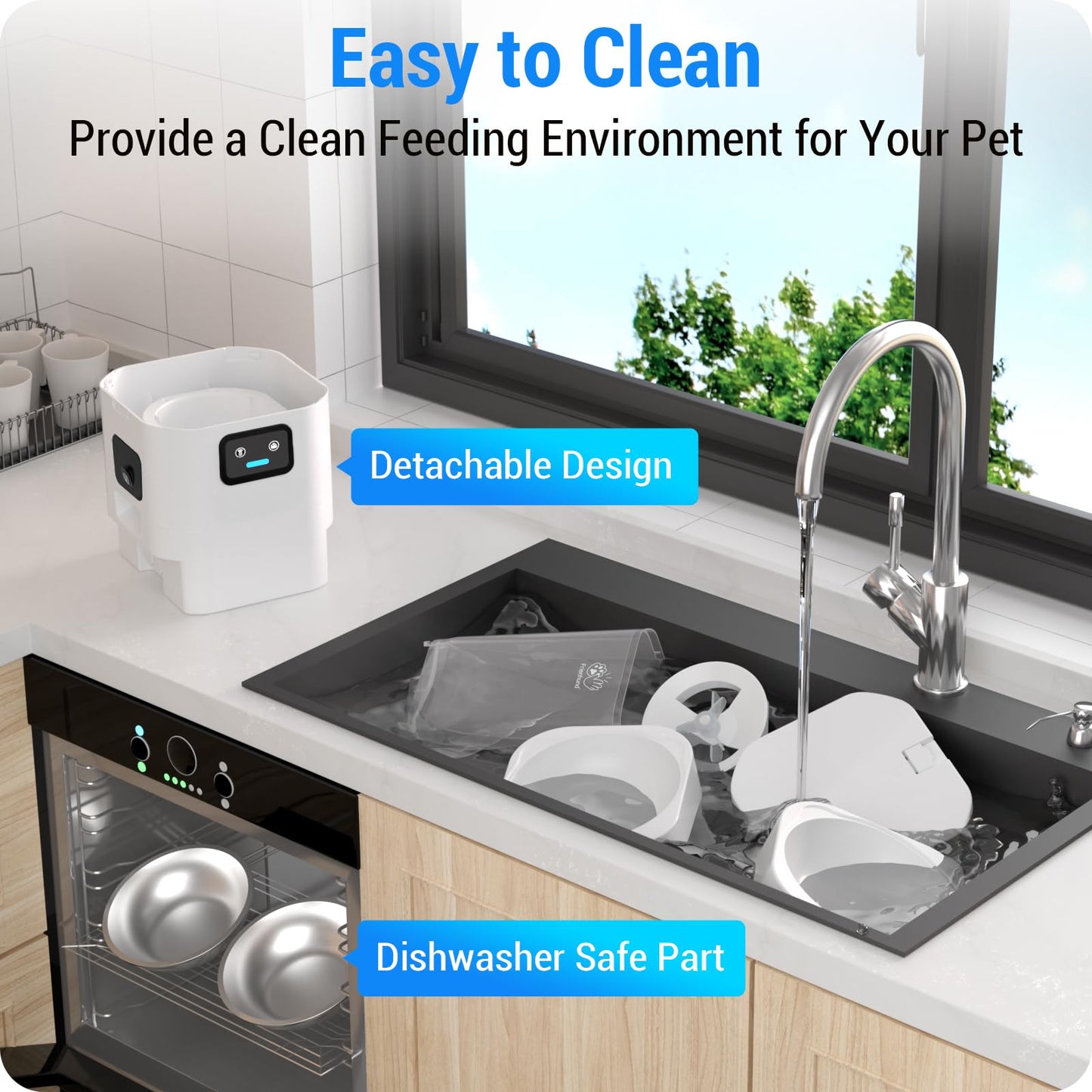 Frienhund Automatic Cat Feeder with Two HD Camera for 2 Cats: 7L Large Automatic Dog Feeder with Night Vision, 5G WiFi Auto Cat Food Dispenser for Multiple Pet, Detachable for Easy Cleaning - 29 Cup