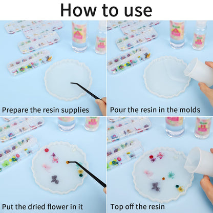 Gartful 4 Boxes Dried Flowers for Resin, 48 Styles Natural 3D Applique Flowers DIY Craft Supplies, Resin Epoxy Casting Fillers for Silicone Molds, Nail Arts, Handmade Projects, Decoration Accessories