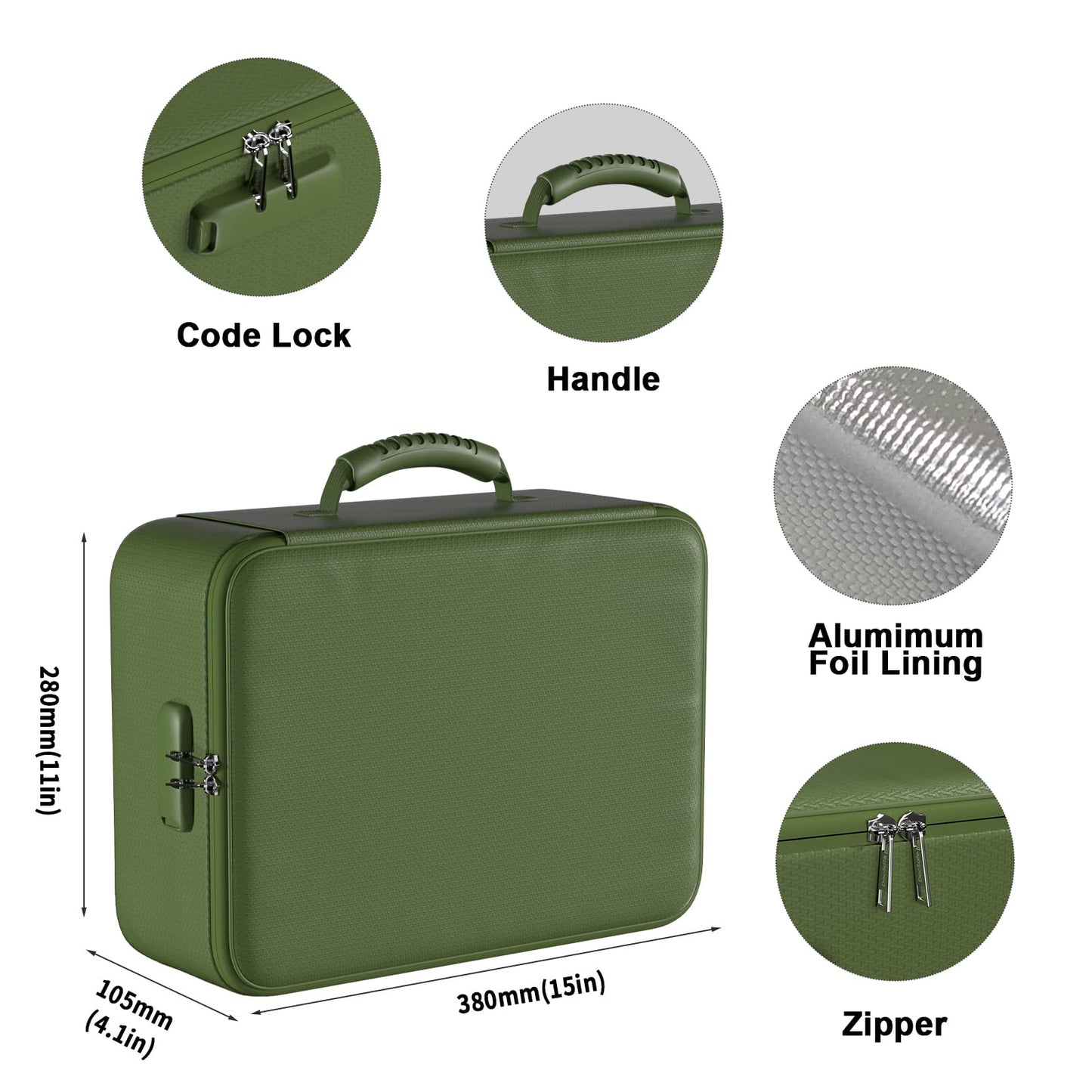 DocSafe 5200°F Document Organizer with Lock,Upgraded Heat Insulated Fireproof＆Waterproof Box 8 Layers File Organizer,Portable Home Travel Safe Storage for Important Documents, Files,Green (Soft)