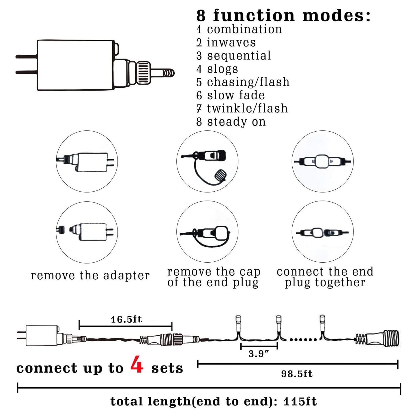 DAZZLE BRIGHT Halloween 300 LED String Lights, 100FT String Lights with 8 Lighting Modes, Halloween Decorations for Party Carnival Supplies, Outdoor Yard Garden Decor (Purple & Orange)