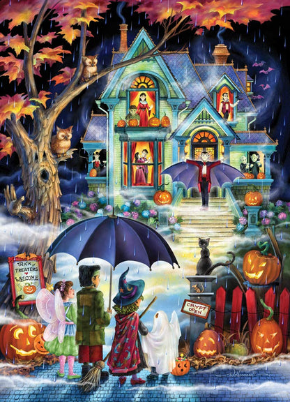 Halloween Puzzle - 1000 Pieces Jigsaw for Adults, Haunted House Vampire Design, Durable Construction, Stress Relieving Activity with Missing Piece Guarantee - VCC Quality Halloween Puzzles