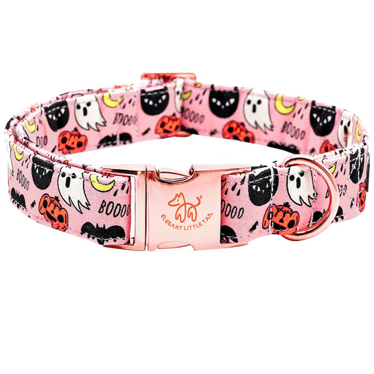 Elegant little tail Halloween Dog Collar, Autumn Pet Collar Durable Pink Dog Collars Male or Female Holiday Pet Gift Adjustable Dog Collar for Medium Dogs