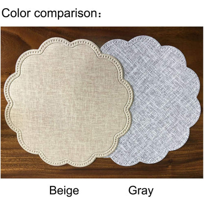 Kreatur Round Waterproof Placemats for Dining Table Set of 6,Modern PU Leather Washable Table Mats Non-Slip Easy to Clean for Home Kitchen Decor