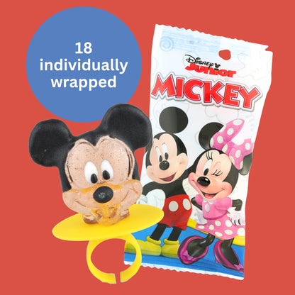 Disney Junior Lollipop Rings, Mickey Mouse, Minnie, and Pluto, Individually Wrapped for Birthday Party Favors, 18 Count