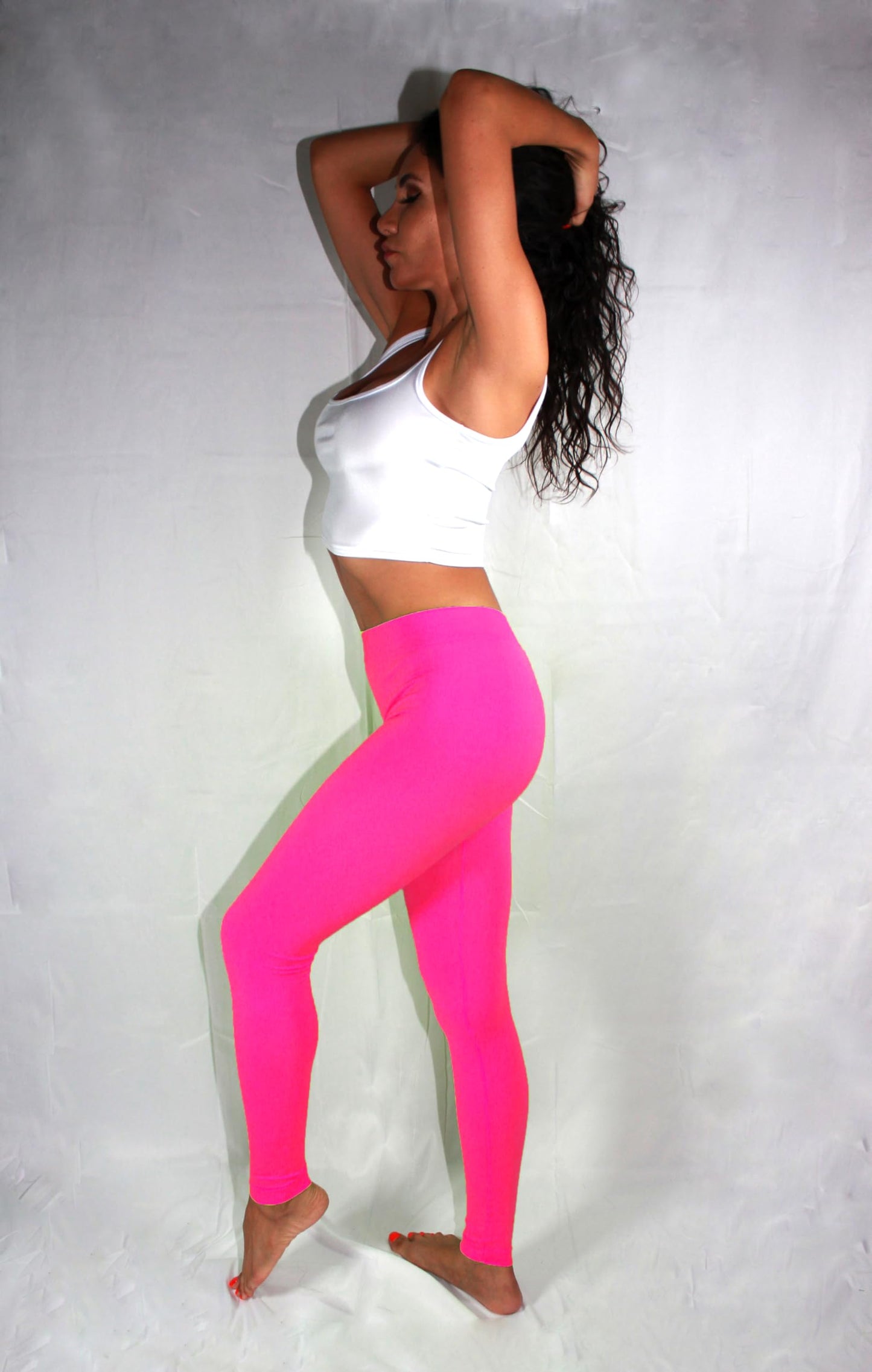 High Waisted Leggings for Women - Stretchy Seamless Full Length Pants - Neon 80s Colored Costume One Size