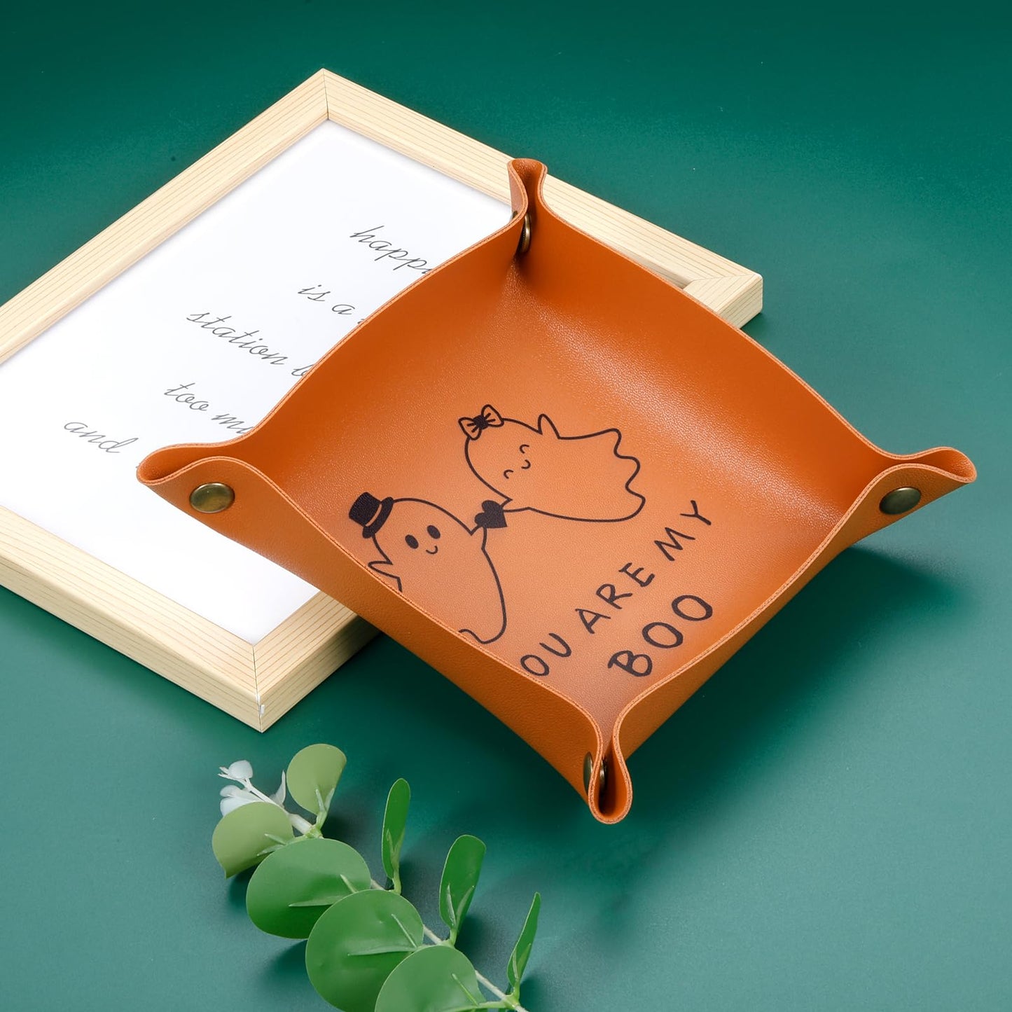 Halloween Boo Basket Stuffers for Him Her Halloween Stuff Gifts for Men Women Spooky Basket Stuffers Scream Themed Gifts for Girlfriend Boyfriend Anniversary Day Gift for Couple Christmas Leather Tray