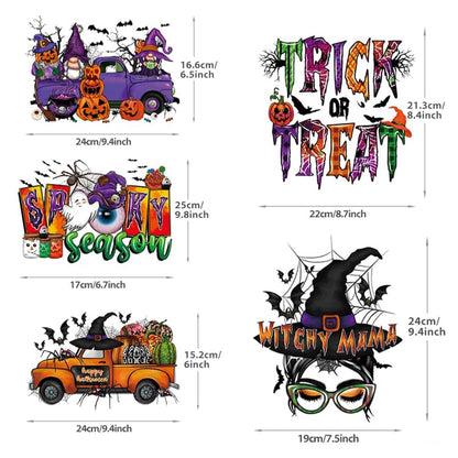 5 Sheets Halloween Iron on Patches Iron on Decals for Clothing Halloween Decorative Patches Heat Transfer Stickers Cute Iron on Vinyl for T-Shirt Pillow Covers Bags Clothes DIY Decorations
