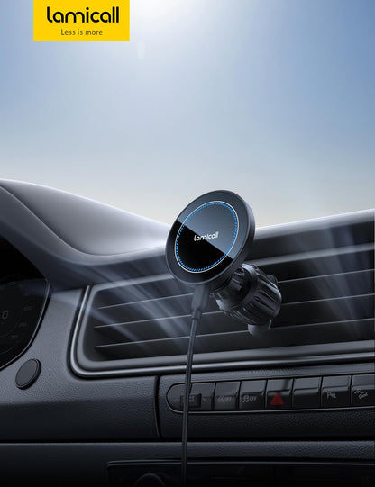 Lamicall for MagSafe Car Mount Charger - [2025 Ultra Magnet] 15W Wireless Car Phone Holder Charger - HandsFree Magnetic Phone Holders for Your Car Vent for iPhone 16 15 14 13 Pro Max Mag Safe Case