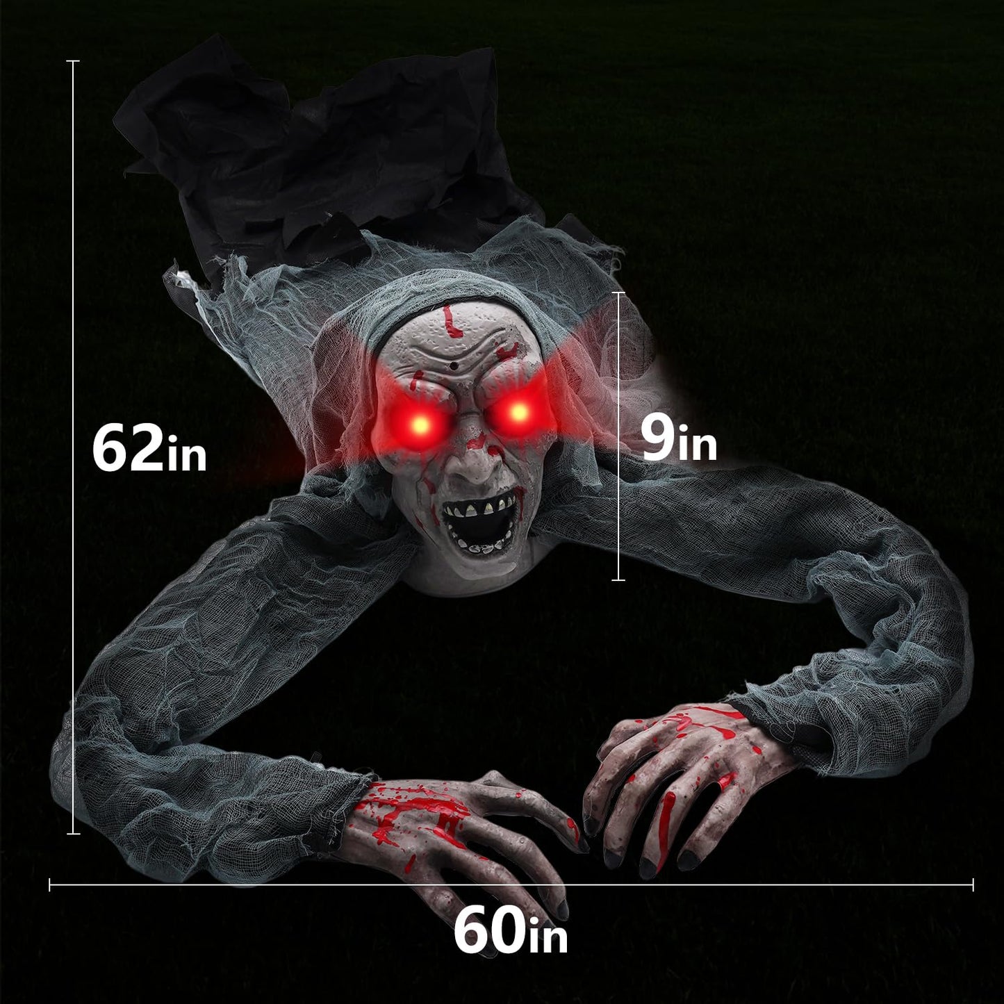 KiLiKuaLa Halloween Light-Up Animated Zombie Groundbreaker with Creepy Sound for Halloween Outdoor,Lawn,Yard,Garden,Patio Decorations
