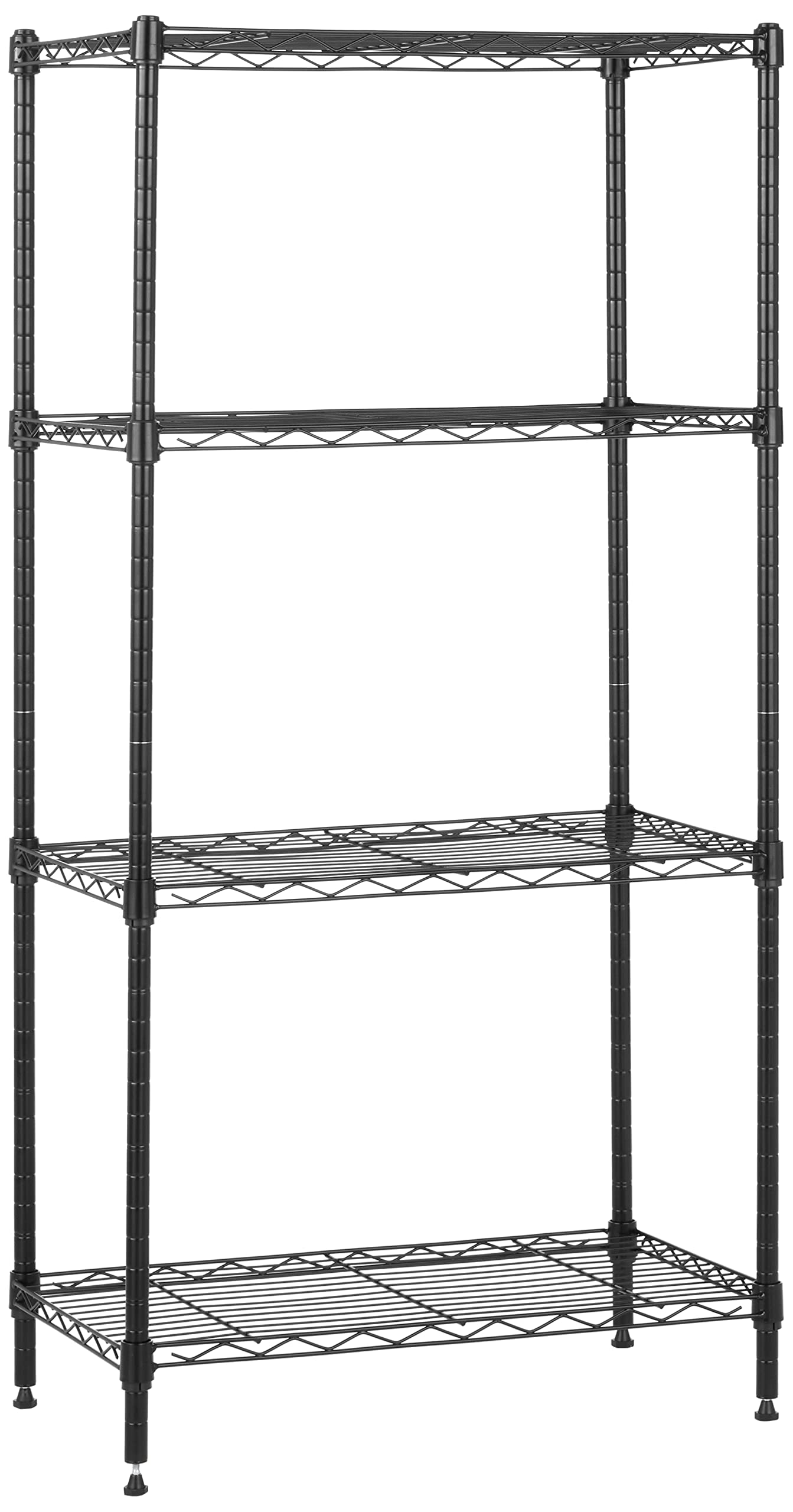 Amazon Basics 3-Shelf Adjustable Heavy Duty Steel Wire Rack Storage Shelving Organizer for Kitchen, Garage, 23.2" L x 13.4" W x 30" H, Black