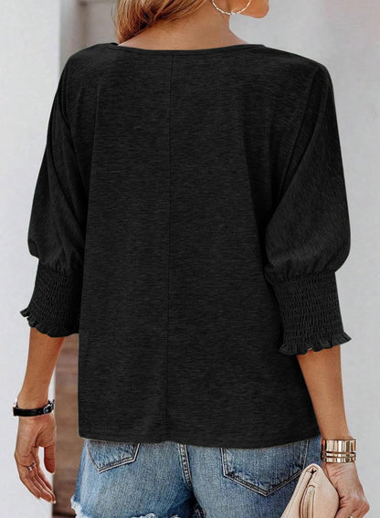 Dokotoo Blouses Womens Summer Tops 2025 Fall Outfits Plus Size Clothes Fashion Top Women's Clothing Trendy Black Short Long Sleeve Shirts for Women Business Casual Teacher 3/4 Length Sleeve Tops