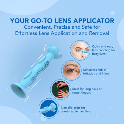 OptiWand - Portable Soft Contact Lens Removal & Insertion Tool - Silicone Rubber Eye Lens Inserter & Remover Device with Pincher End & Finger Grips - Safe & Easy to Use, Travel Size – 1.75"