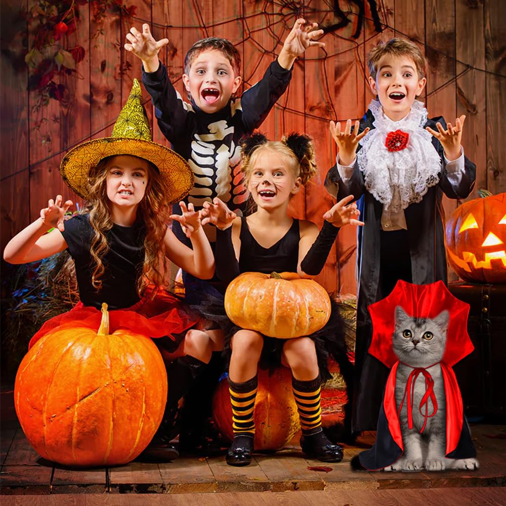 Halloween Pet Cape Costume - Vampire Cloak, Wizard Outfit, Witch Cosplay Apparel, Party Costumes for Small Medium Dogs and Cats - Pet Supplies Accessories