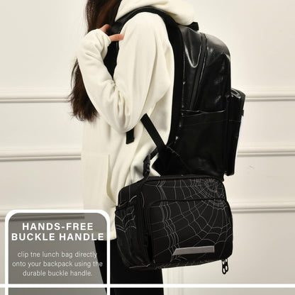 Glaphy Cobweb Lunch Bag Insulated Black Spiders Web Lunch Box Cooler Cooling Tote Food Container for Men Women Kids Adults