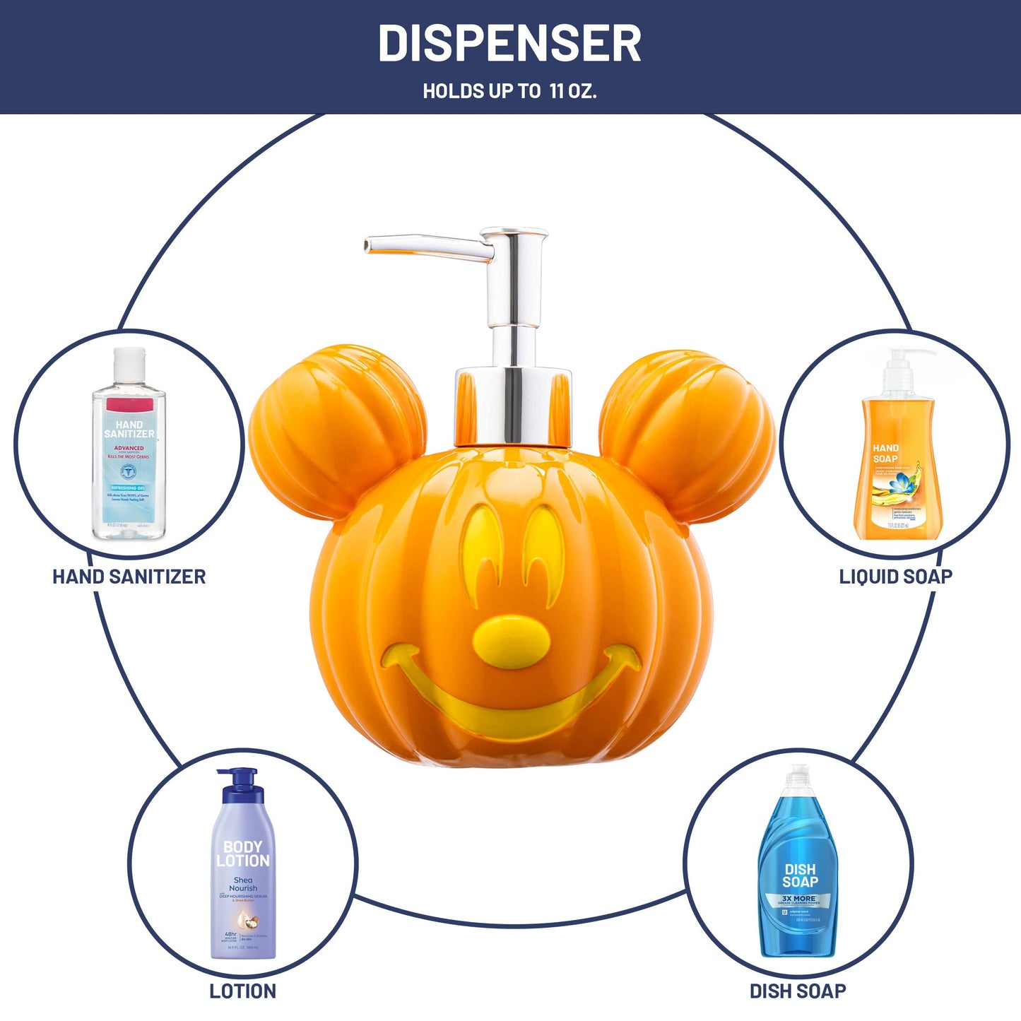 Jay Franco Disney Mickey Mouse Pumpkin Jack-O-Lantern Bathroom Decor Set - 2 Piece Autumn & Halloween Collection Includes Orange Lotion Pump & Soap Dish - Bathroom Accessories