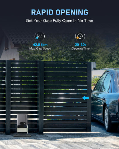 CO-Z Automatic Gate Opener with Safety Sensor, 280W Sliding Door Opener & Closer Kit for 1400lb Doors, Smart Driveway Sliding Gate Opener with 20ft Driven Chain, Electric Gate Operator Set for Home