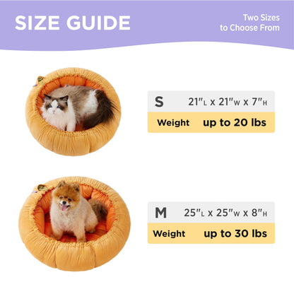 Lesure Cat Beds for Indoor Cats - Washable Cute Cat Beds with Versatile Dual-Use Design, Reversible Donut Pet Bed for Puppy and Kitten, 21x21x7 Inches