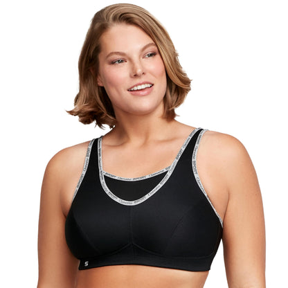 Full Figure Plus Size No-Bounce Camisole Sports Bra Wirefree #1066 Black
