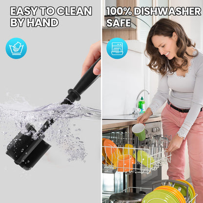 CUNSENR Premium Meat Chopper - 5 Curve Blade Ground Beef Smasher Tool - Heat-Resistant Nylon Meat Masher for Ground Beef, Hamburger, Potatoes - Non-Stick Ground Meat Chopper for Easy Mixing - Black