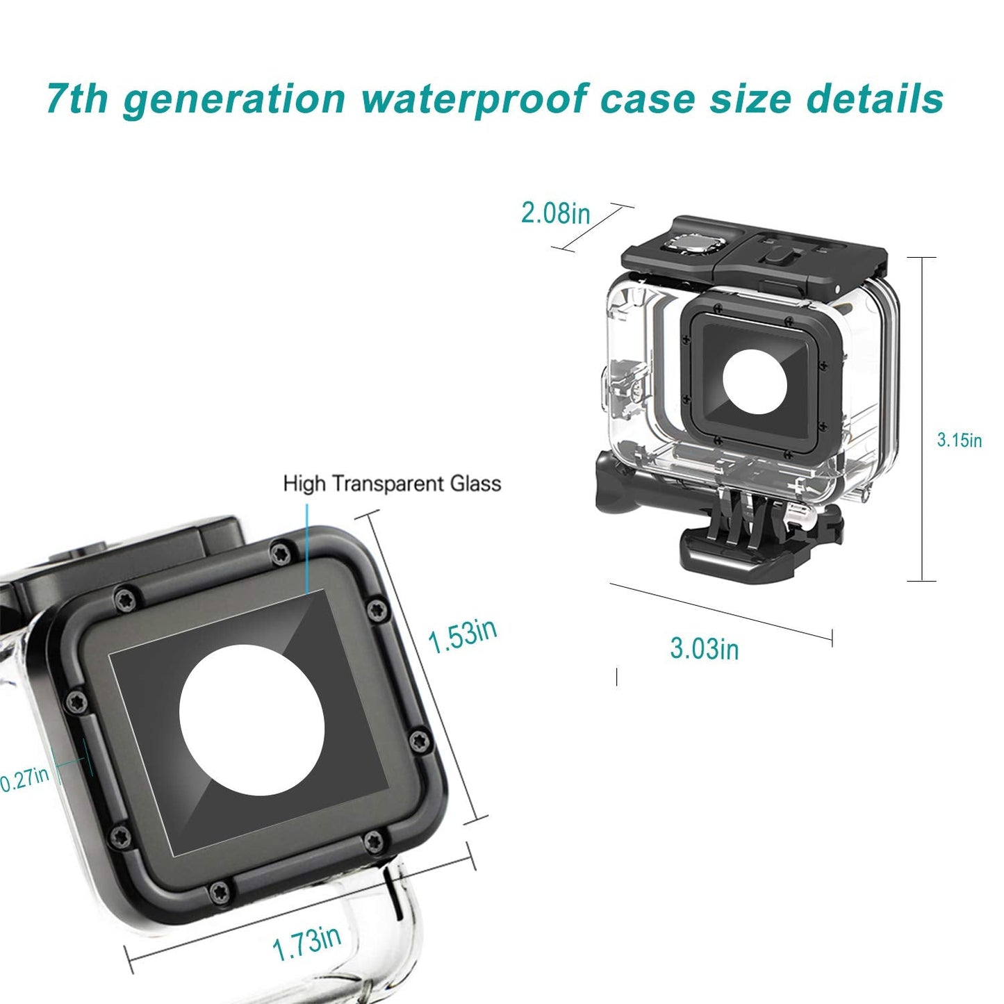 HONGDAK Waterproof Housing Case for GoPro Hero 7/6/5 Black(2018), 196ft/60m Waterproof Diving Protective Housing Shell with Touchable Cover for GoPro Action Camera Underwater Dive Case Shell