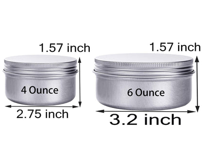 6 Ounce Aluminum Cans 180 mL Screw Lid Metal Storage Tins Containers for Storing Spices, Candies, Lip Balm, Candles, 6 Pcs.