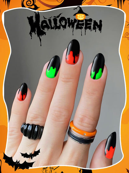 EBANKU 24Pcs Semi-Cured Gel Nail Strips, Halloween Y2K Nail Gel Polish Strips Real Nail Polish Art Stickers Wraps Easy Apply for Salon-Quality Manicure with Nails File and Nails Stick (Spooky Blood)