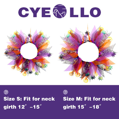 cyeollo 2 Pack Halloween Dog Collar Elastic Fancy Holiday Accessory for Dogs and Cats Pet Costume for Halloween Party