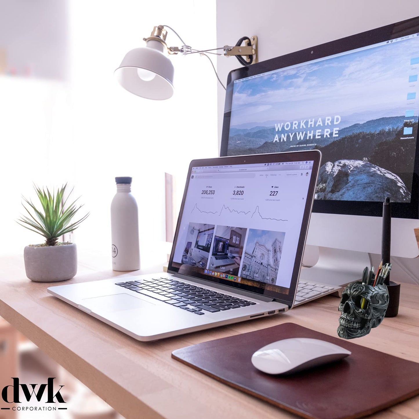 DWK Skull Victorian Gothic Decorative Pen Holder | Goth Office Supplies and Black Desk Organizers and Accessories | Gothic Halloween Desk Decorations - 5"