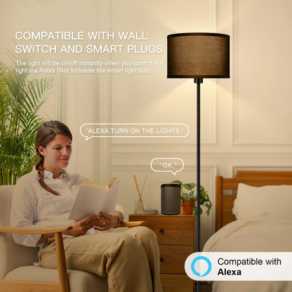 Floor Lamp Black, Standing Lamp, 58" Tall Lamps for Living Room, Simple Pole Lamp with Black Lampshade, On/Off Foot Pedal, Bright Dimming Light for Kids Room Bedroom Office Decor(Without Bulbs)