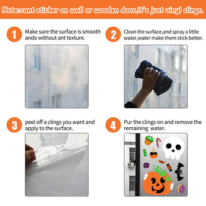 6 Pcs Window Clings - Halloween Decorations With Cute Pumpkin Ghost Stickers and Decals for Party
