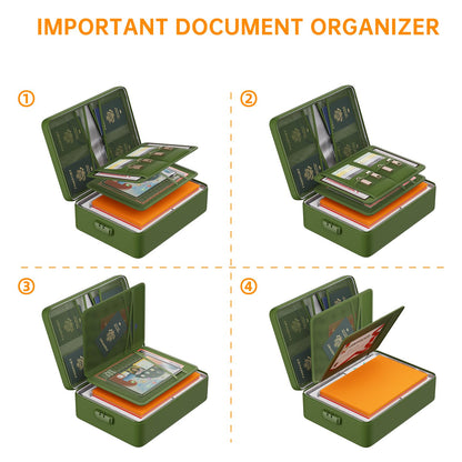 DocSafe 5200°F Document Organizer with Lock,Upgraded Heat Insulated Fireproof＆Waterproof Box 8 Layers File Organizer,Portable Home Travel Safe Storage for Important Documents, Files,Green (Soft)