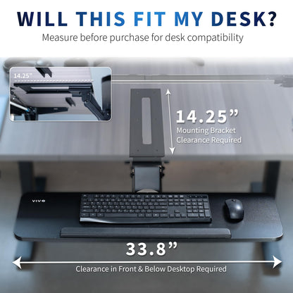 VIVO Adjustable Computer Keyboard & Mouse Platform Tray Ergonomic Under Table Desk Mount Drawer Underdesk Shelf (MOUNT-KB03B)