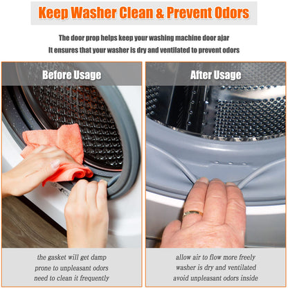 Front Load Washer Door Prop and Stopper - Magnetic Washing Machine Door Holder with 2.6-Inch Magnet Base, Removable Washer Door Stopper Keep Washer Door Open to Prevent Odors (White)