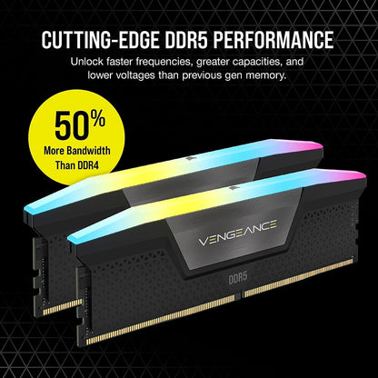 CORSAIR VENGEANCE RGB DDR5 RAM 32GB (2x16GB) 6000MHz CL36-44-44-96 1.35V Intel XMP 3.0 Computer Memory – Black (CMH32GX5M2E6000C36)