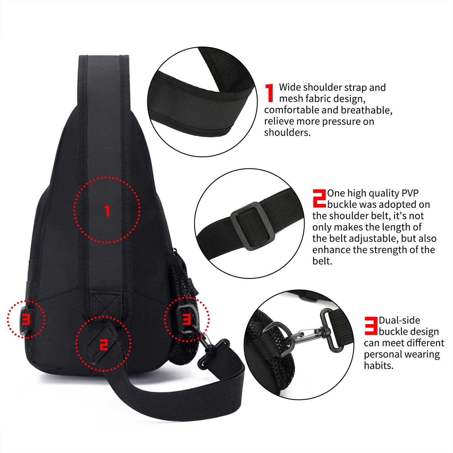 Laoyemen Tactical Sling Bag with Flag Patch - Military Backpack for Hiking, Hunting, Fishing - Crossbody Bags for Men